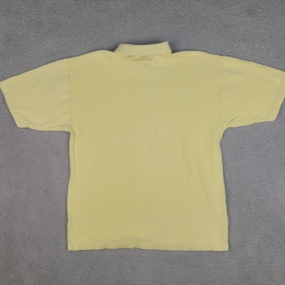 Tommy Bahama Polo Shirt Mens XL Yellow Ribbed Striped Silk Cotton Short Sleeve - Picture 5 of 10